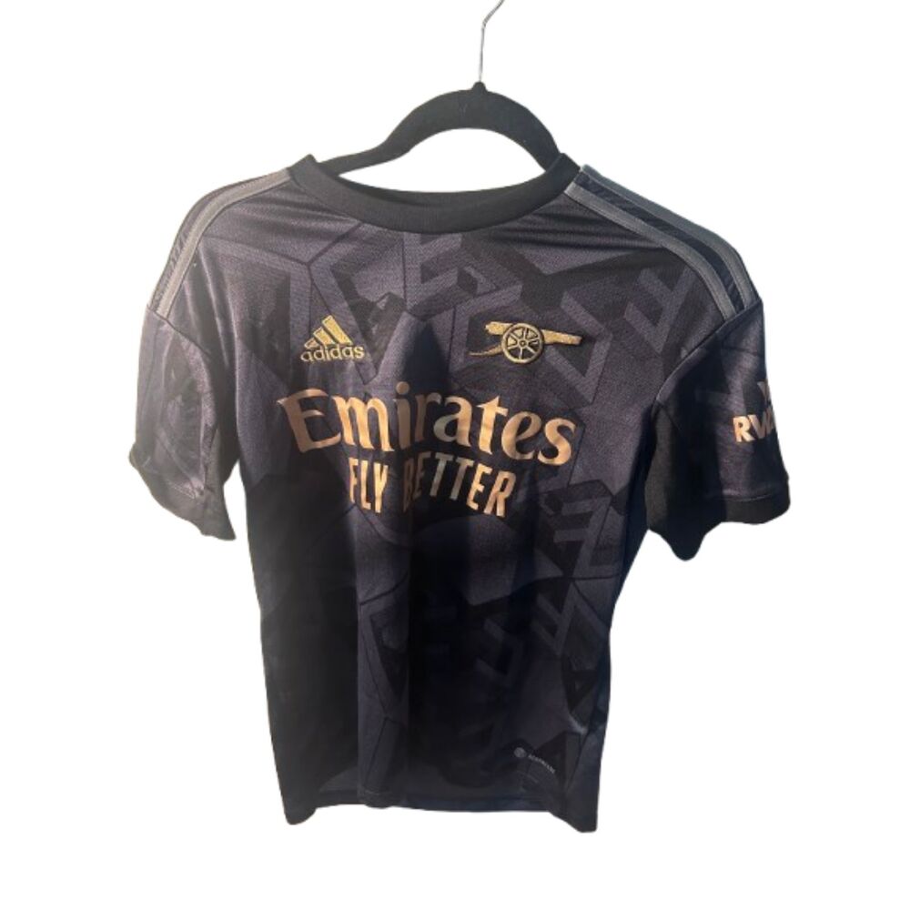Adidas Arsenal FC Soccer Jersey Black Gold Emirates Size M 2022/23